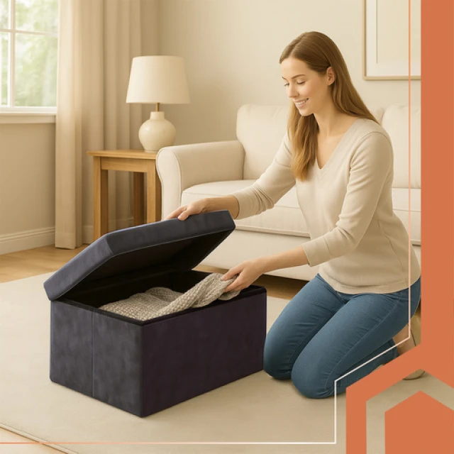 Пуф бархатный с отделением для хранения Ruhhy 76x38x38 см Gray (5900779957619)