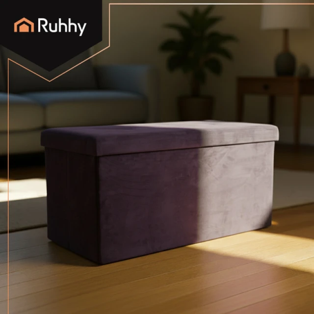Пуф бархатный с отделением для хранения Ruhhy 76x38x38 см Gray (5900779957619)