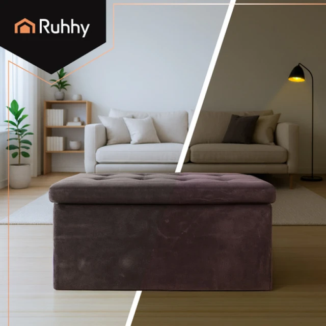 Пуф бархатный с отделением для хранения Ruhhy 76x38x38 см Gray (5900779957619)