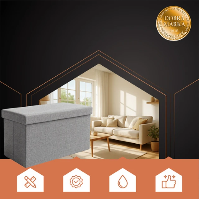 Пуф тканинний з відділенням для зберігання Ruhhy 76x38x38 см Gray (5900779957626)