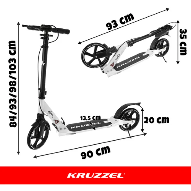 Самокат Kruzzel Hyperion колеса 200 мм White (5900779957695)