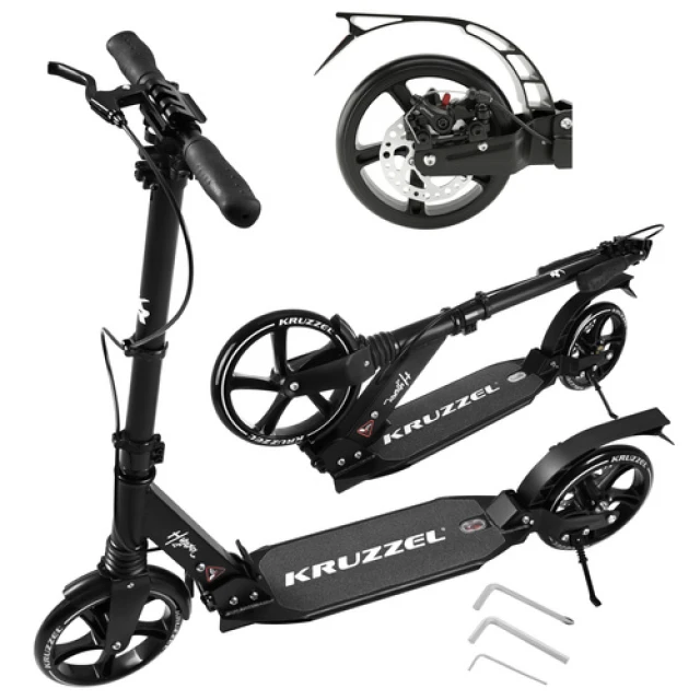 Самокат Kruzzel Hyperion колеса 200 мм Black (5900779957701)