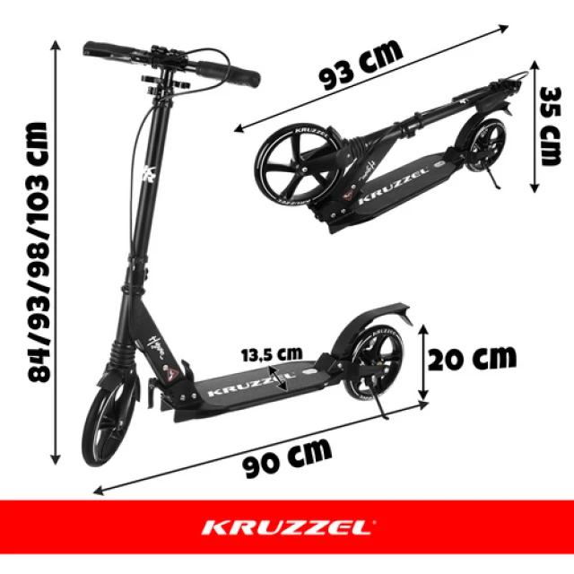 Самокат Kruzzel Hyperion колеса 200 мм Black (5900779957701)