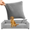 Чохол на диван еластичний оксамитовий Ruhhy 190-230 см Dark Grey (5900779957947)