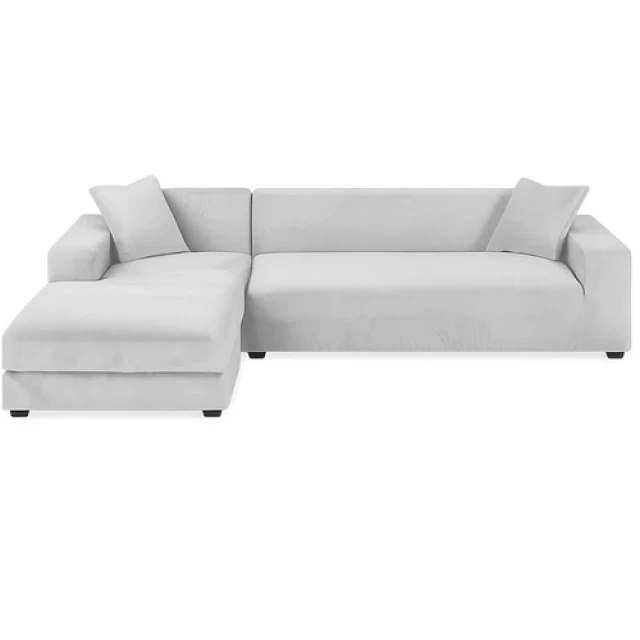 Чехол на диван эластичный бархатный Ruhhy 190-230 см Light Grey (5900779957954)