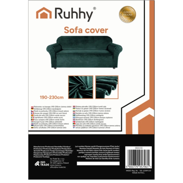 Чохол на кутовий диван Ruhhy 190-230 см Dark Green (5900779957961)