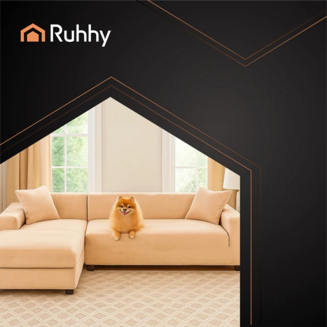 Чехол на диван эластичный бархатный Ruhhy 190-230 см Beige (5900779957978)