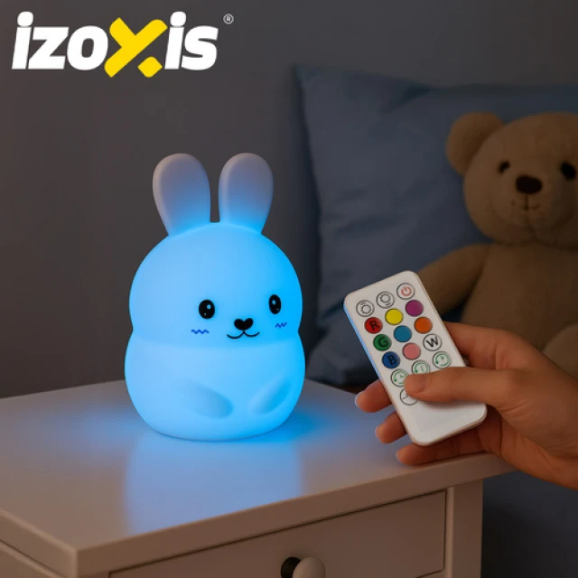Нічник дитячий Кролик Izoxis LED RGB силіконовий з пультом ДК USB (5900779958104)