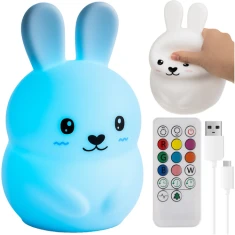 Нічник дитячий Кролик Izoxis LED RGB силіконовий з пультом ДК USB (5900779958104)