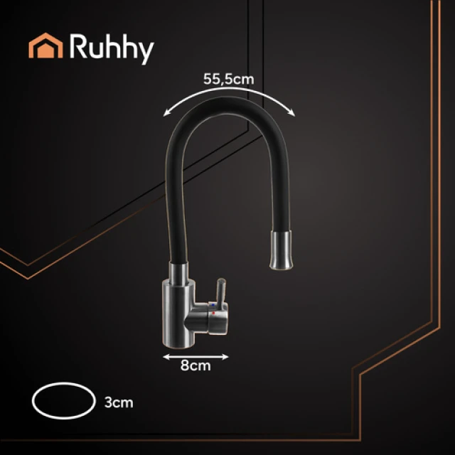 Змішувач для кухні з еластичним виливом Ruhhy 360° (5900779958593)