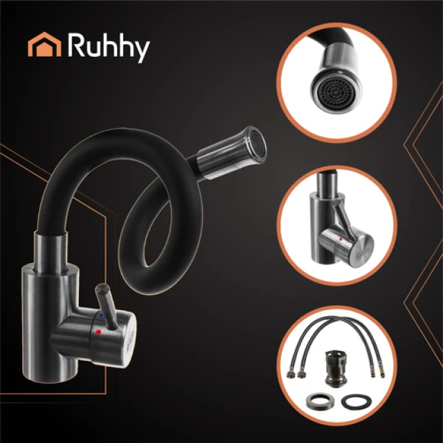 Змішувач для кухні з еластичним виливом Ruhhy 360° (5900779958593)