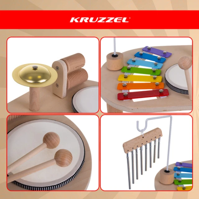 Музичний столик дерев'яний з барабанами Kruzzel (5900779959095)