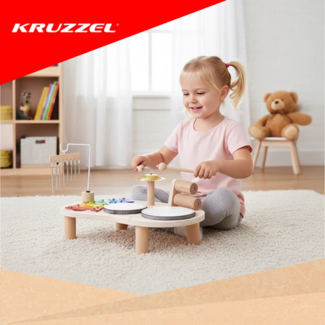 Музичний столик дерев'яний з барабанами Kruzzel (5900779959095)