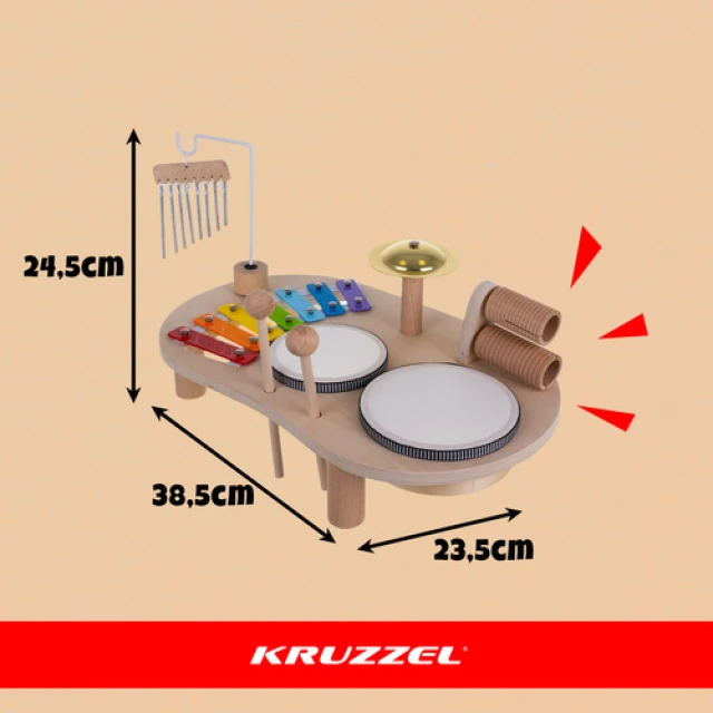 Музичний столик дерев'яний з барабанами Kruzzel (5900779959095)