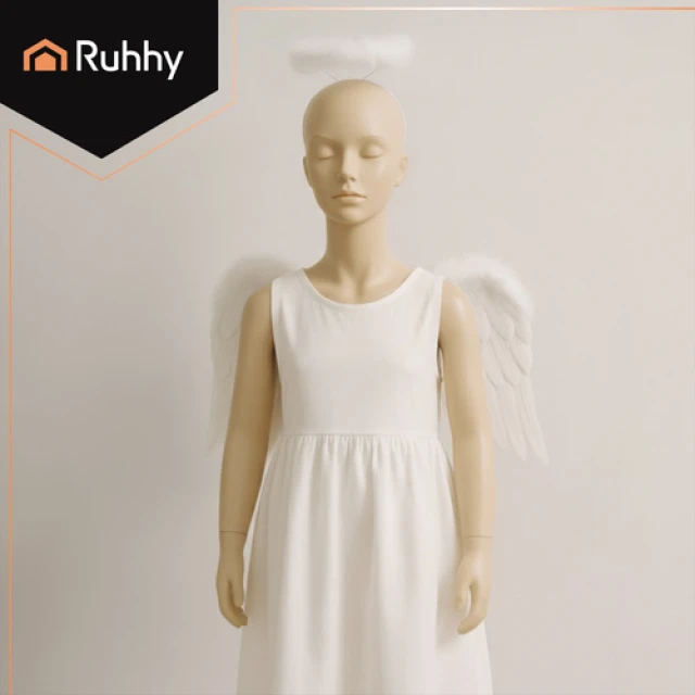Крила янгола Ruhhy 2 шт 50 x 35 см з німбом White (5900779959392)