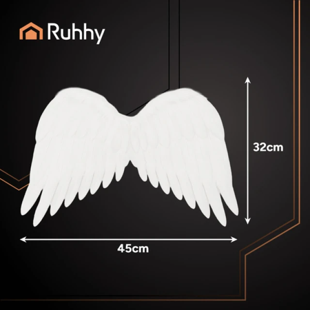 Крила янгола Ruhhy 2 шт 50 x 35 см з німбом White (5900779959392)