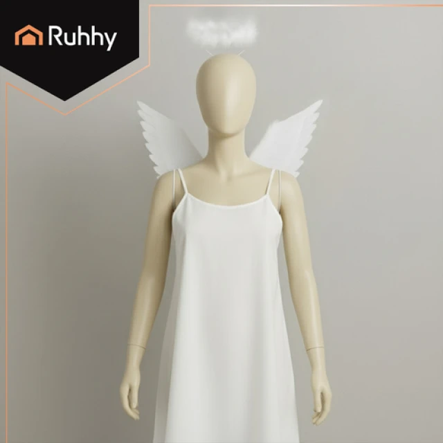 Крила янгола Ruhhy 2 шт 70 x 45 см з німбом White (5900779959408)