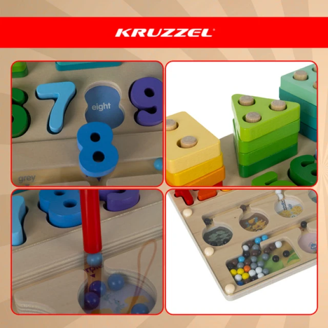 Сортер дерев'яний розвиваюча іграшка Kruzzel 3 в 1 (5900779959576)