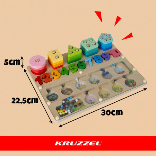 Сортер дерев'яний розвиваюча іграшка Kruzzel 3 в 1 (5900779959576)