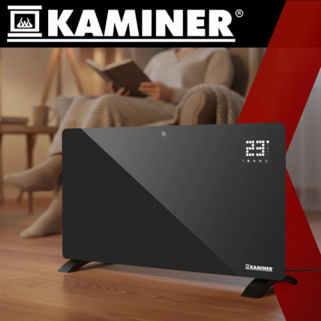 Панельний обігрівач Kaminer Zelva скляний 2300-2500 Вт з WiFi (5900779959897)