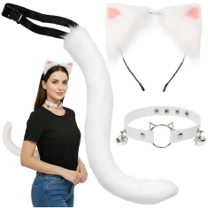 Костюм кішки/лисиці з хвостом та вушками Ruhhy 3 елементи White (5900779959996)