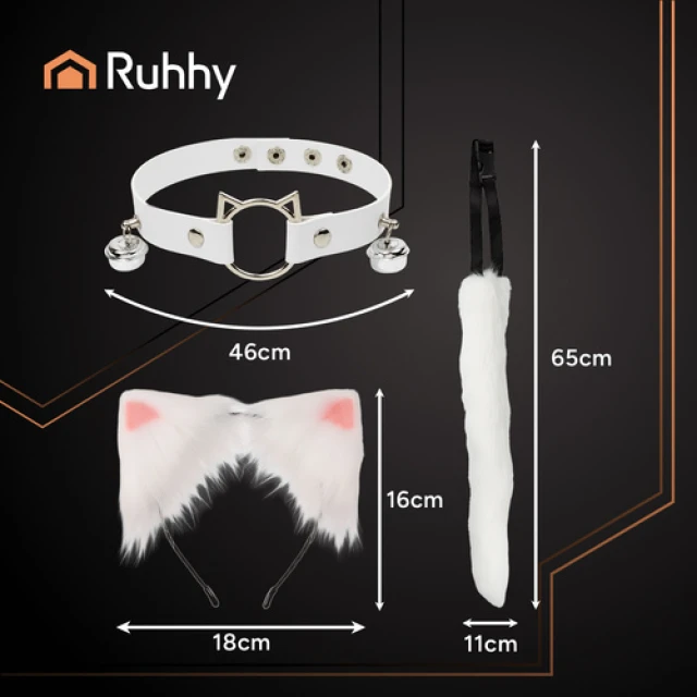 Костюм кішки/лисиці з хвостом та вушками Ruhhy 3 елементи White (5900779959996)