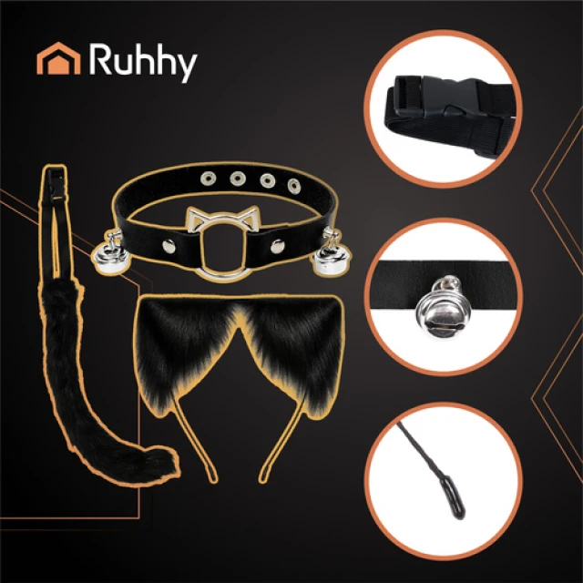 Костюм кішки/лисиці з хвостом та вушками Ruhhy 3 елементи Black (5900779960022)