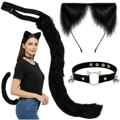 Костюм кішки/лисиці з хвостом та вушками Ruhhy 3 елементи Black (5900779960022)