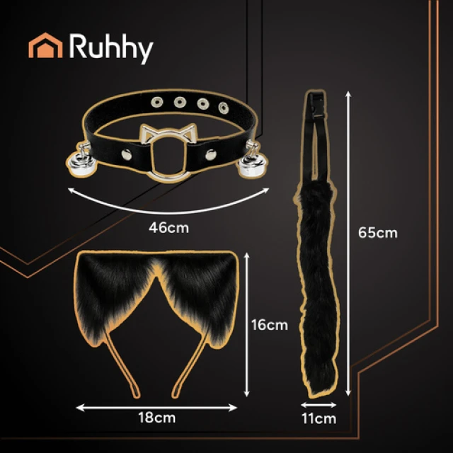 Костюм кішки/лисиці з хвостом та вушками Ruhhy 3 елементи Black (5900779960022)