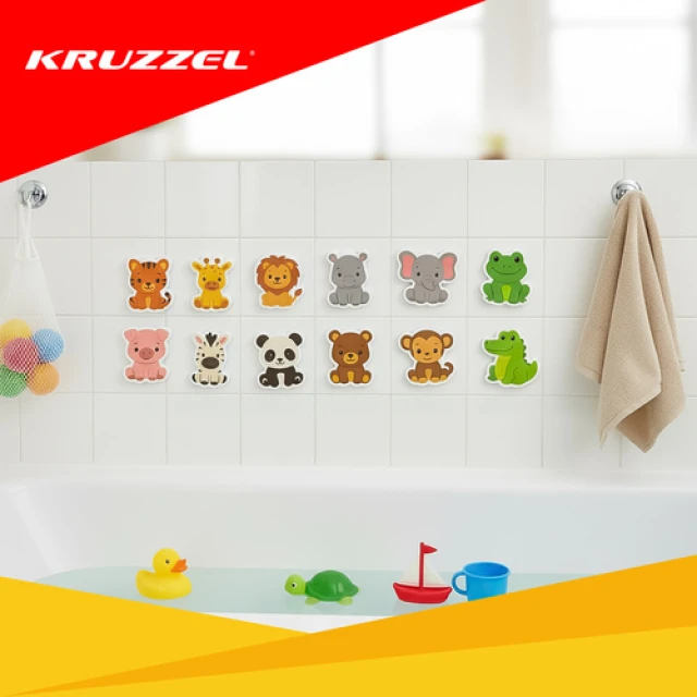 Наклейки з пінки для ванни Kruzzel 26600 тваринки 12 шт (5900779960046)