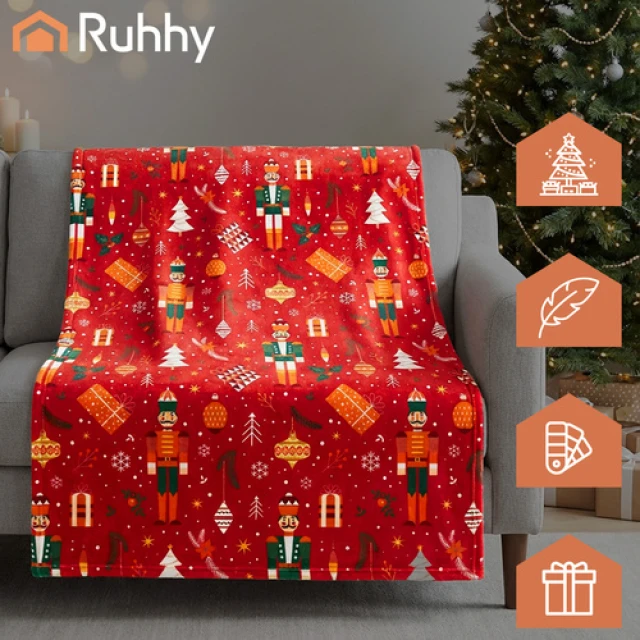 Плед різдвяний фланелевий Ruhhy 150x200 см Red (5900779960091)