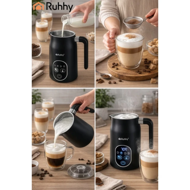 Спінювач молока з дисплеєм Ruhhy 500 Вт 80/270 мл Black (5900779960305)