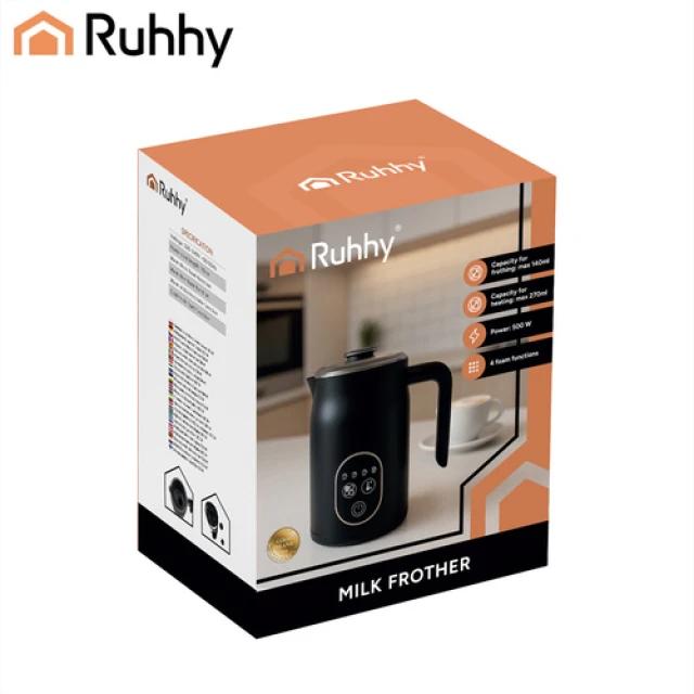 Спінювач молока з дисплеєм Ruhhy 500 Вт 80/270 мл Black (5900779960305)