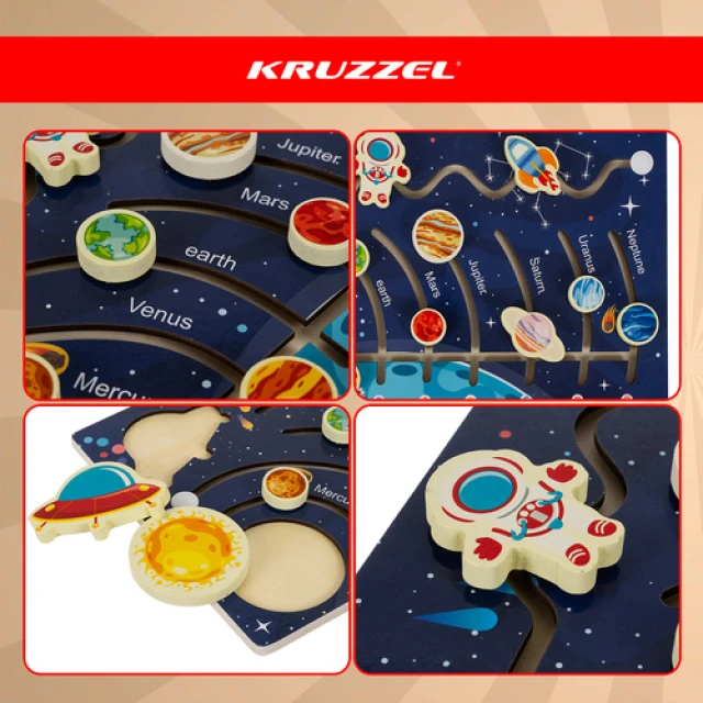 Дерев'яний пазл Сонячна система Kruzzel (5900779960626)
