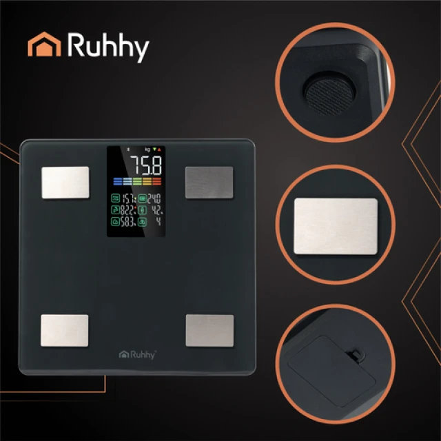 Весы напольные Ruhhy до 226 кг анализ состава тела Black (5900779960718)