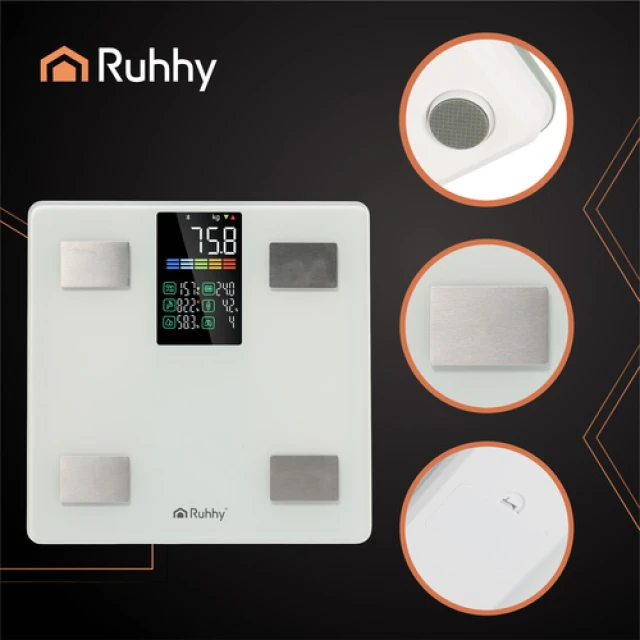 Ваги підлогові Ruhhy до 226 кг аналіз складу тіла White (5900779960725)
