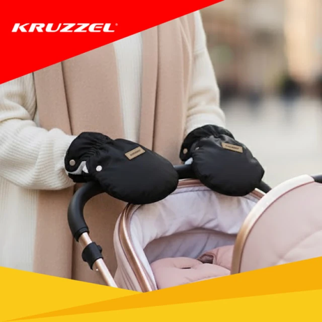 Муфти для коляски подвійні з плюшем Kruzzel 2 шт Black (5900779961067)