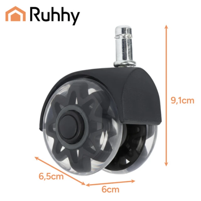 Колеса для крісла Ruhhy 11x22 мм Black 5 шт (5900779961340)