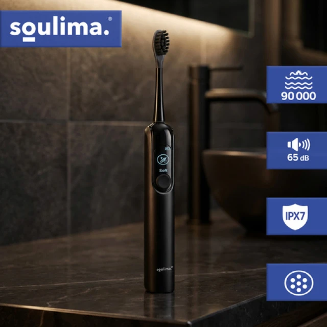 Електрична зубна щітка Soulima X800 90000 об/хв 6 насадок Black (5900779961487)