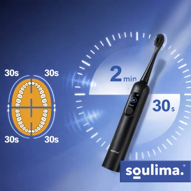 Електрична зубна щітка Soulima X800 90000 об/хв 6 насадок Black (5900779961487)
