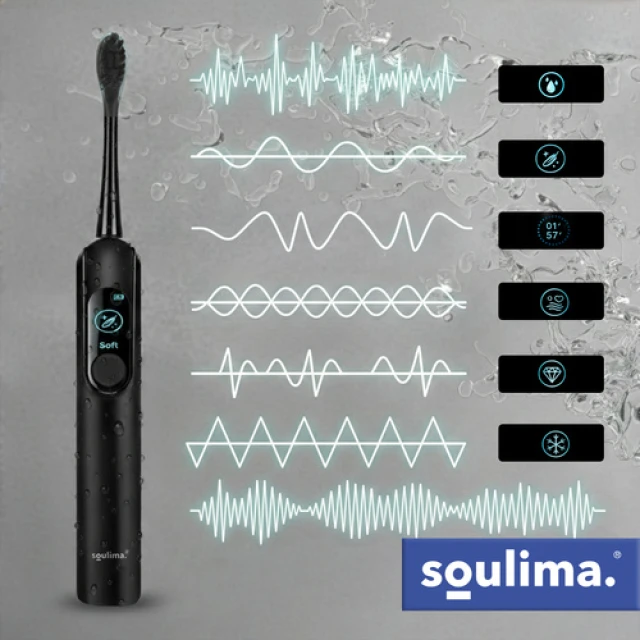 Електрична зубна щітка Soulima X800 90000 об/хв 6 насадок Black (5900779961487)