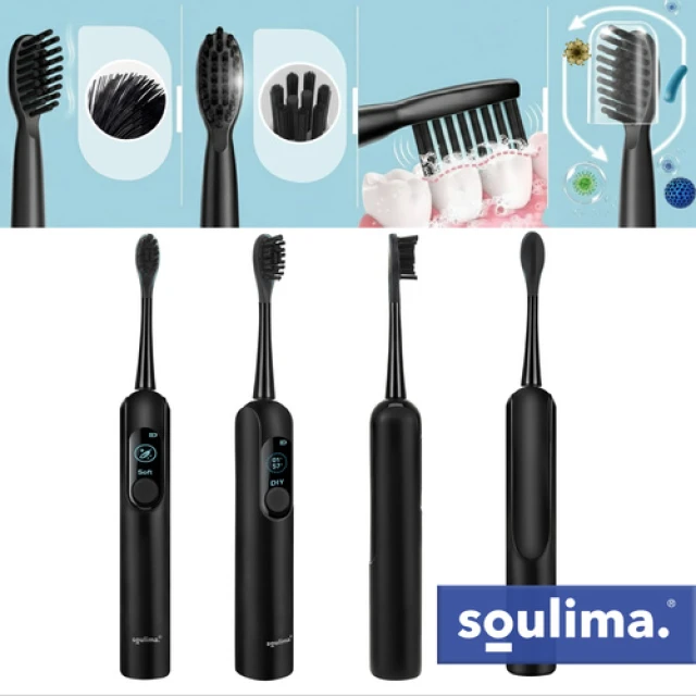 Електрична зубна щітка Soulima X800 90000 об/хв 6 насадок Black (5900779961487)