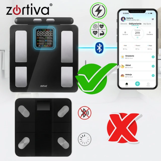 Ваги підлогові Zortiva аналіз складу тіла (5900779961647)
