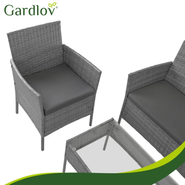 Комплект садових меблів з техноротангу диван + Gardlov 2 крісла + стіл Anthracite (5900779961739)