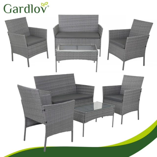 Комплект садових меблів з техноротангу диван + Gardlov 2 крісла + стіл Anthracite (5900779961739)