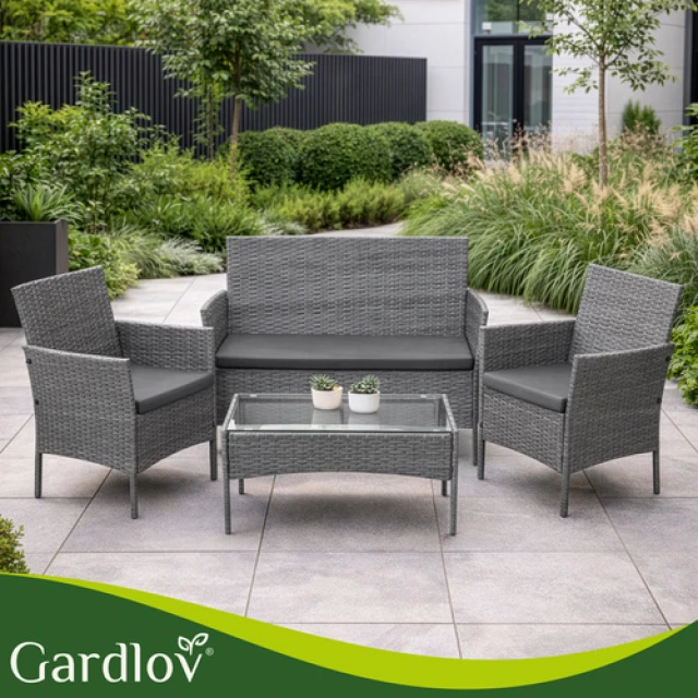 Комплект садових меблів з техноротангу диван + Gardlov 2 крісла + стіл Anthracite (5900779961739)