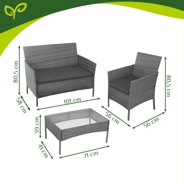 Комплект садових меблів з техноротангу диван + Gardlov 2 крісла + стіл Anthracite (5900779961739)