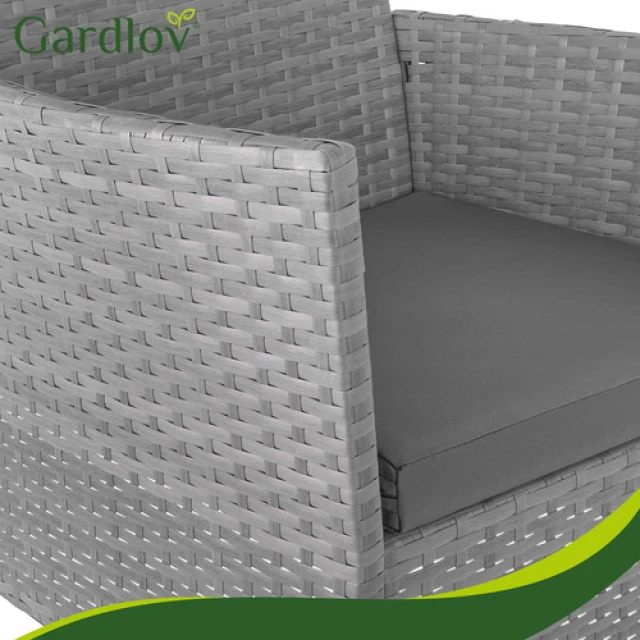 Комплект садових меблів з техноротангу диван + Gardlov 2 крісла + стіл Anthracite (5900779961739)
