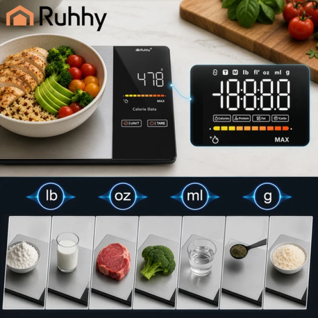 Весы кухонные Ruhhy с Bluetooth 5 кг точность 1 г (5900779961852)