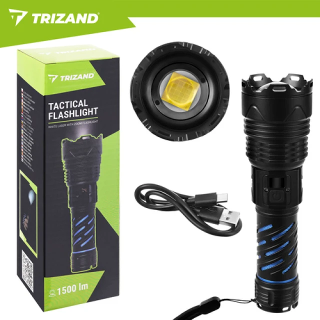 Ліхтарик тактичний Trizand 26949 1500 лм USB-C 5000 мАг Black (5900779961883)